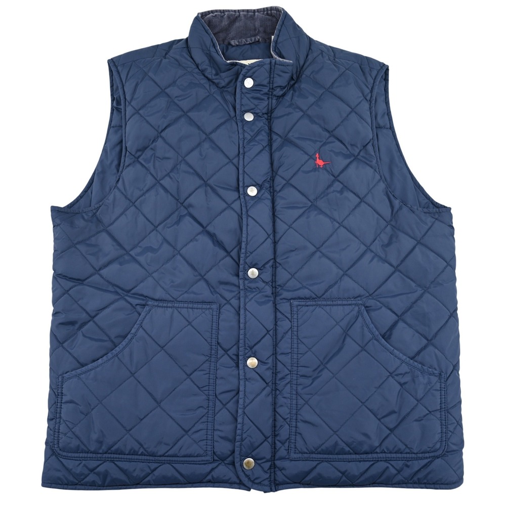 Jack Wills x Cordings Quilted Vest Mens XL Navy Blue Corduroy Trim Country Prep